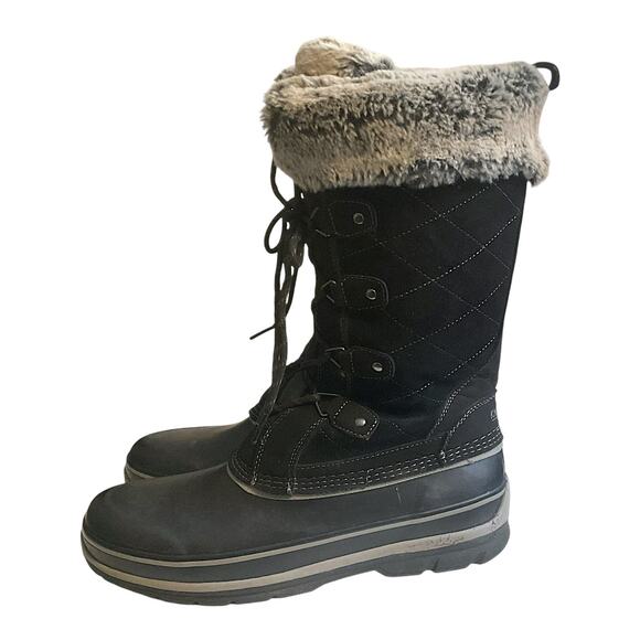 Khombu Winter Boots Women's SZ 11 Black Ellie Suede Faux Fur - Picture 5 of 13